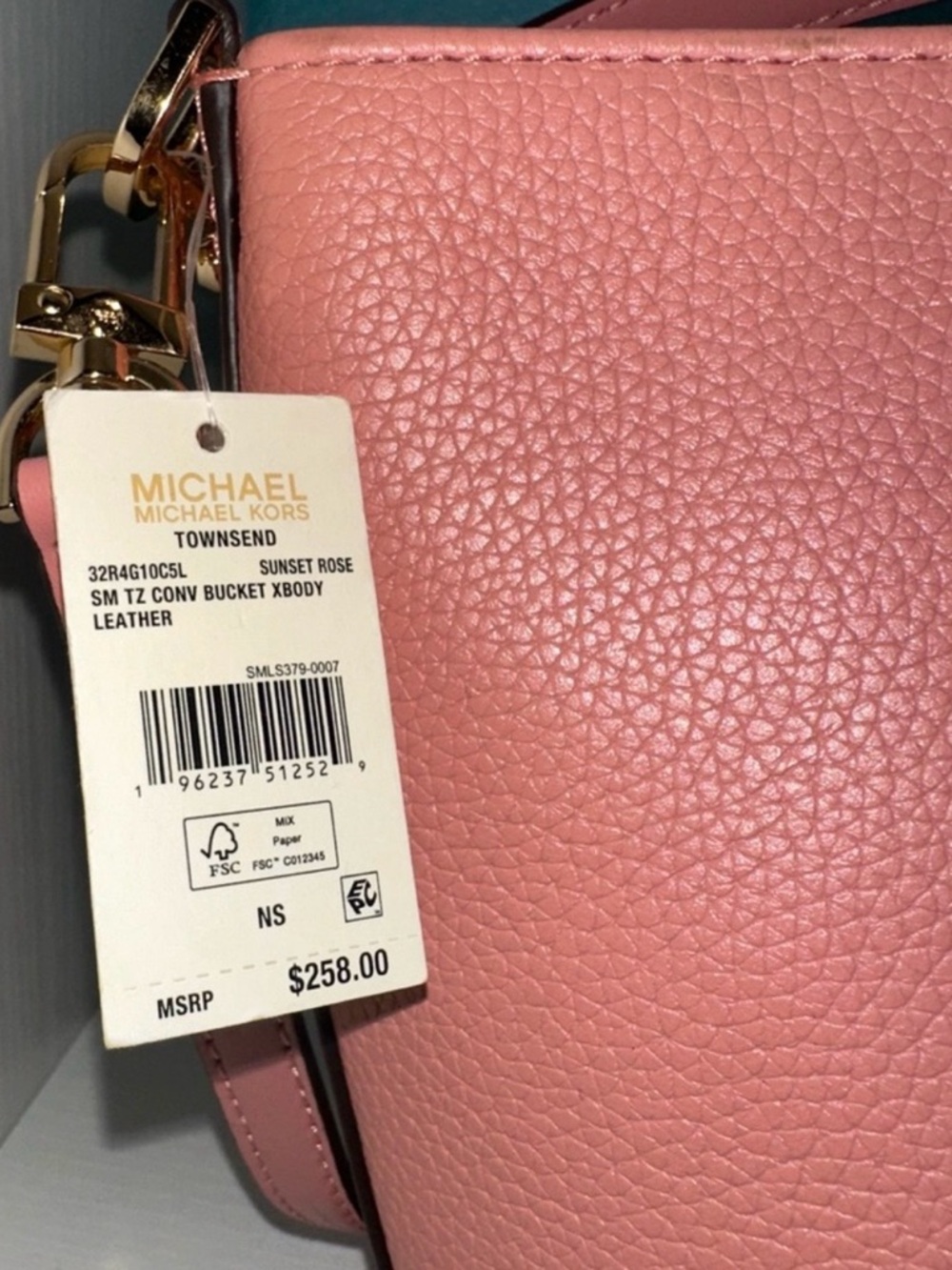 Michael Kors Pink Pebbled Leather Hobo Bucket Bag - Picture 3 of 4